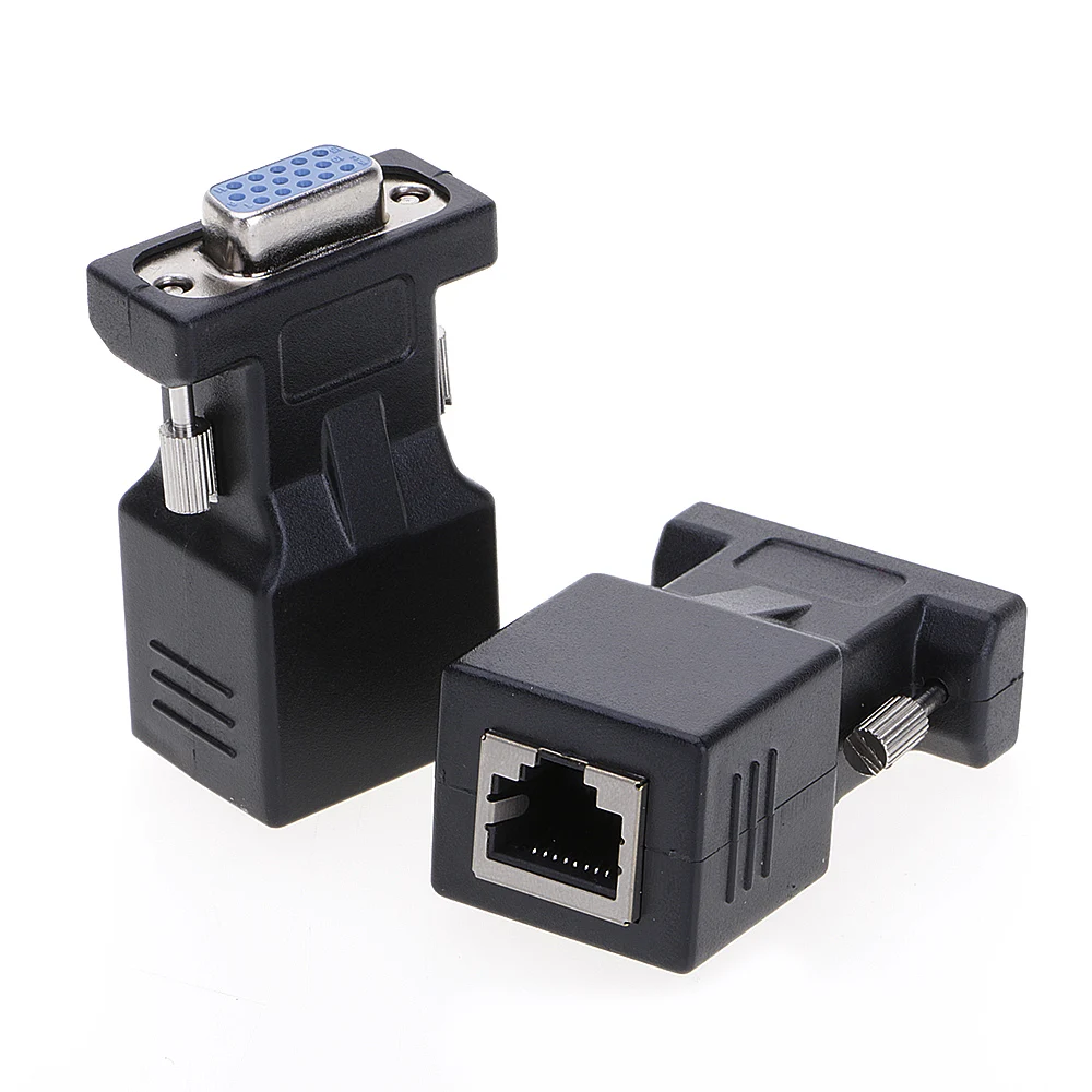 VGA удлинитель штекер к локальной сети CAT5 CAT5e CAT6 RJ45 сетевой кабель женский адаптер