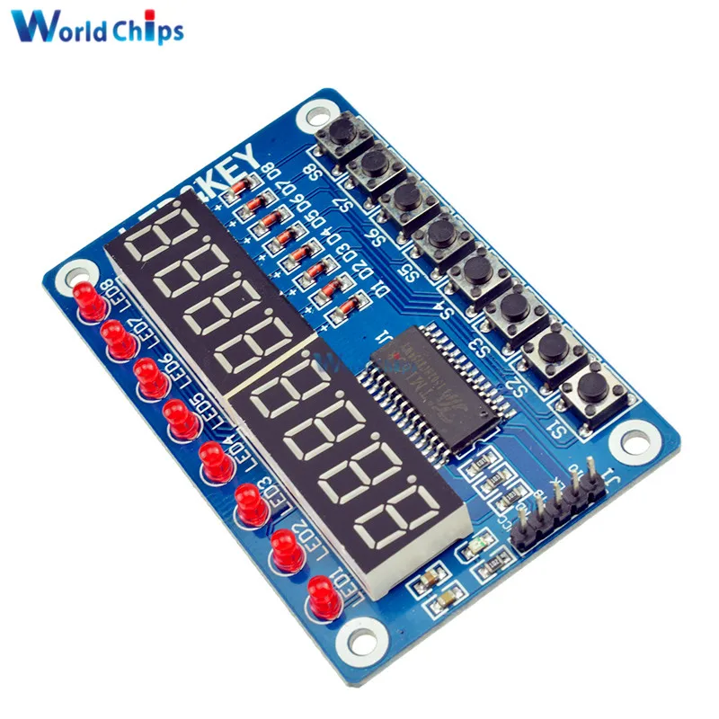Светодиодный дисплей TM1638 8 битный цифровой модуль трубки для Arduino AVR 7 сегментный