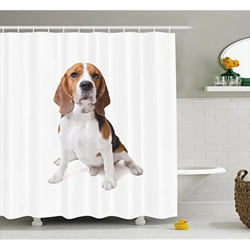 

Vixm Beagle Shower Curtain Beagle Dog Posing Loving Puppy Furry Friend Companion Domestic Animal Fabric Bath Curtains