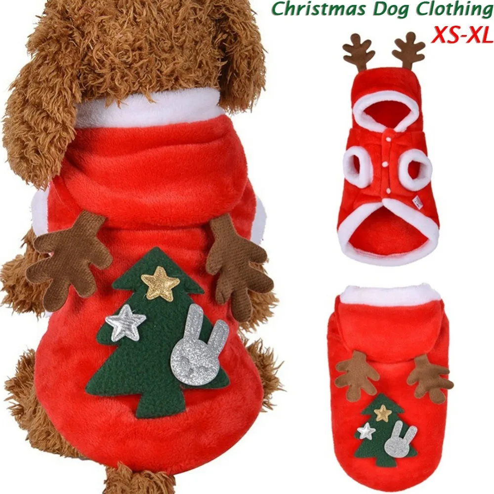 

XS-XL Pet Dog Clothes Christmas Xmas Elk Costume Cute Cartoon Clothes For Small Dog Warm Cloth New Year Funny Costume Dropship
