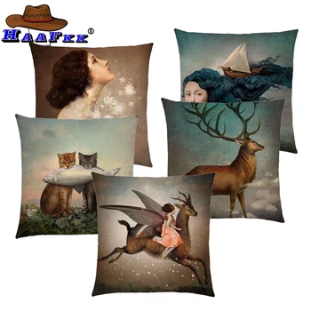 

Fantasy Elegant Lady Lovely Girl Shakespeare Plays Fantasy Painting Heart Free Wish Sea Cushion Cover Sofa Throw Pillow Case