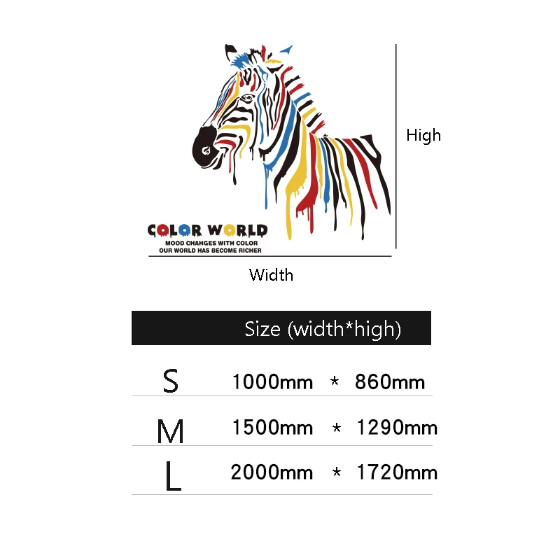 Aqumotic ТВ настенные наклейки для детей Красочные Зебра 3-d настенные художественные наклейки модные домашние кофейные бар большая акриловая зеркальная поверхность