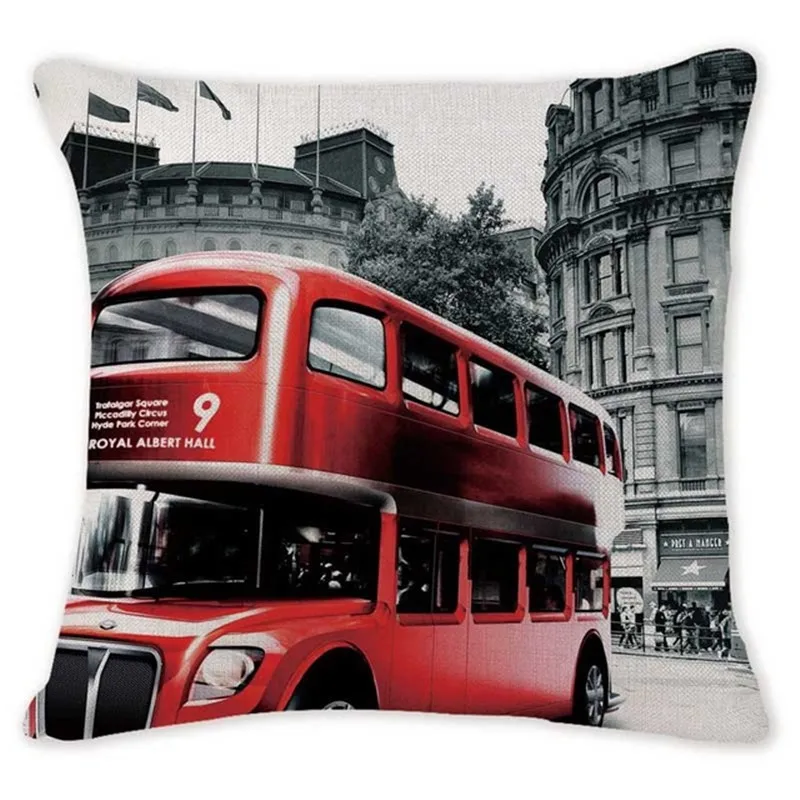 Стильные чехлы для подушек автобус всемирно известный город декоративные подушки для дивана милые офисные 18 Хлопок Льняные домашние Лондон подушка