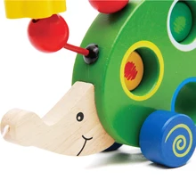 Ежик Потяните машину вокруг бусин Детские Обучающие деревянные игрушки тащить животных вокруг цвет бусин формы
