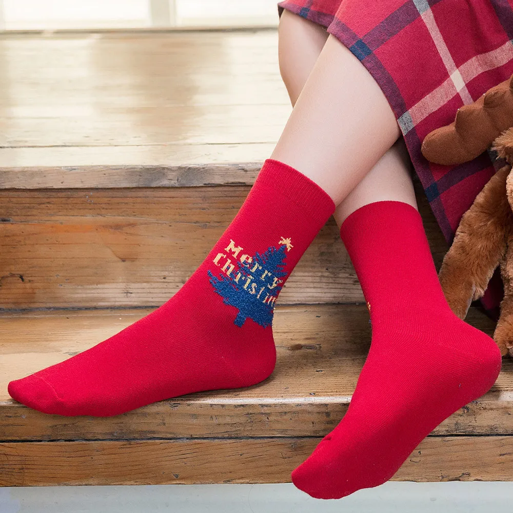 3 пары зимних теплых носков, рождественские хлопковые носки с рисунками животных, лось, рождественский подарок, модные женские зимние носки