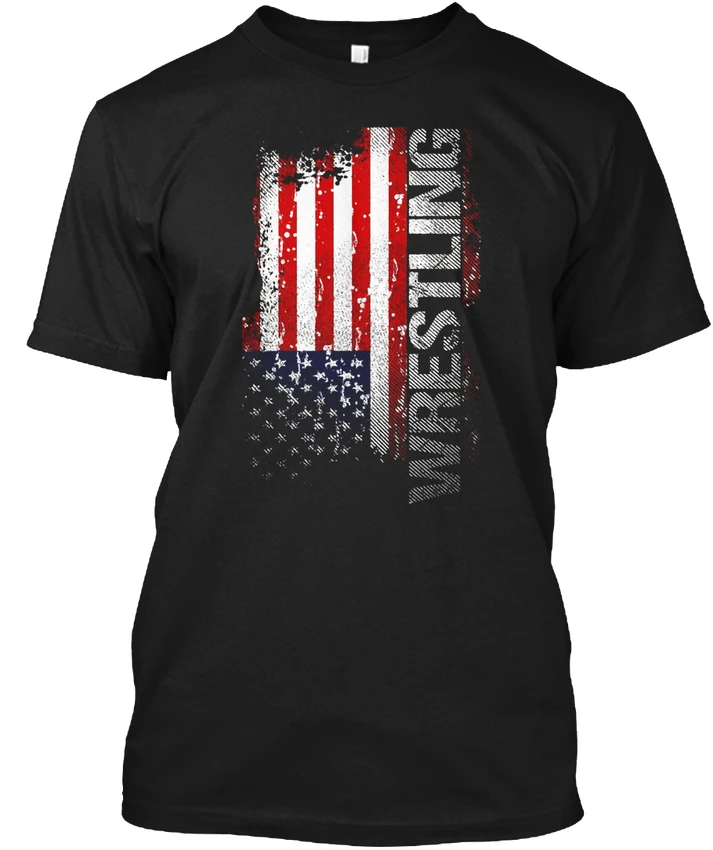 Usa flag folkstyle المصارعة ، كلية tagless المصارعين شعبية تي شيرت