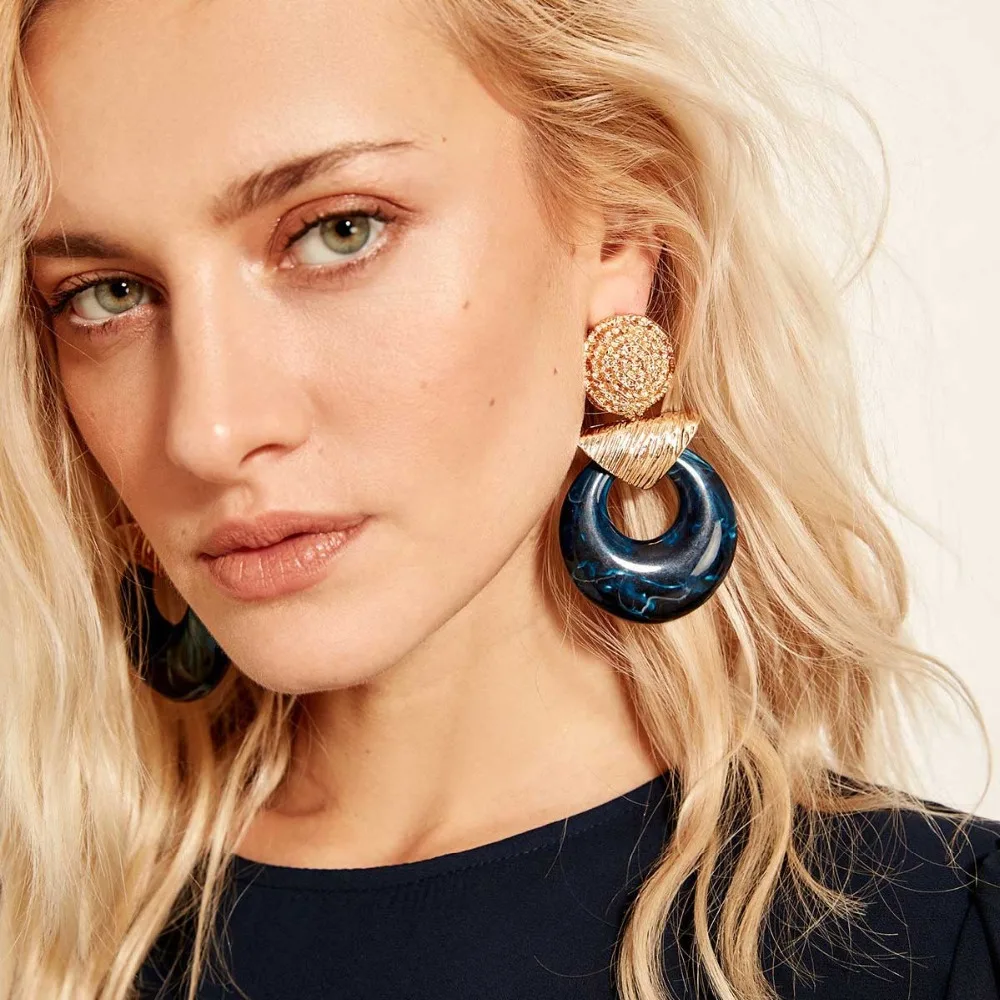 

JUJIA Classic Fashion Maxi za Jewelry Acrylic Earrings For Women Vintage Resin Dangle Drop Earring Bijoux