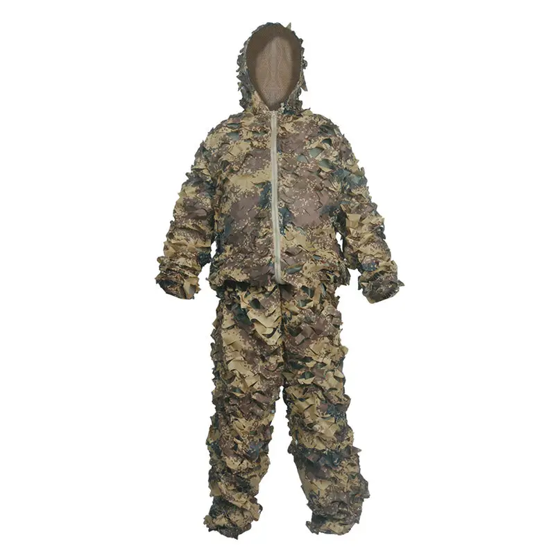 Military Camouflage Netting Hunting Ghillie Suit Uniform 150D Polyester Camo Outdoor Sportswear Clothes for Hunting Ghillie Suit Military Camouflage Netting Hunting Ghillie Suit Uniform 150D Polyester Camo Outdoor Sportswear Clothes for Hunting Ghillie Suit