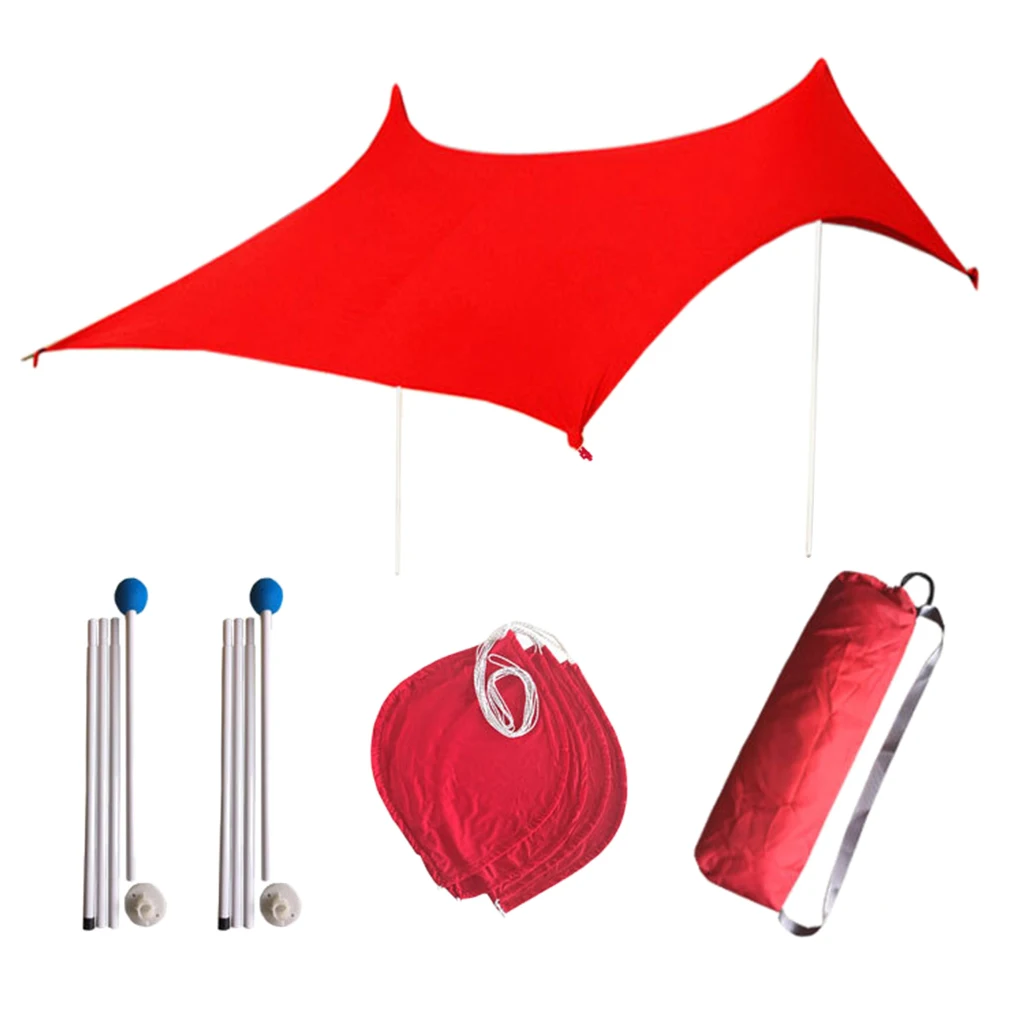 Camping Grande Beach Tent Sun Shade Awning Canopy with Sandbag Anchors, Pole