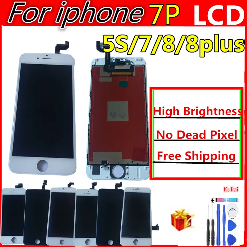 Black/White Assembly LCD Display Digitizer for iPhone 7 AAA Quality LCD Touch Screen for iPhone 8 P 7 plus 5s No Dead Pixel