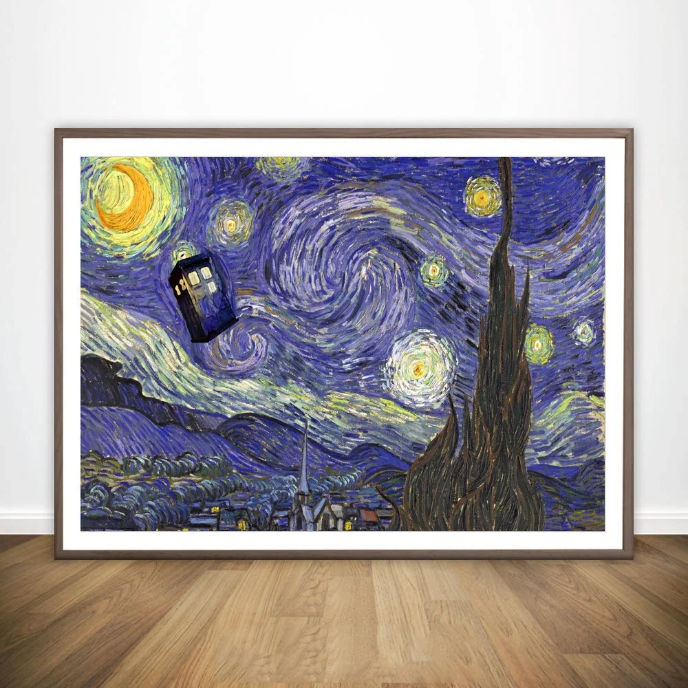 Doctor Who The Tardis Starry Night Vincent Van Gogh Canvas Picture Wall Art