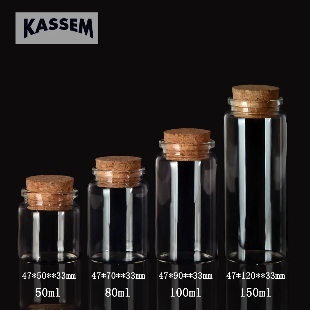 Glass Bottles with Cork Crafts Bottles Jars Weding Gift 50ml 80ml 100ml