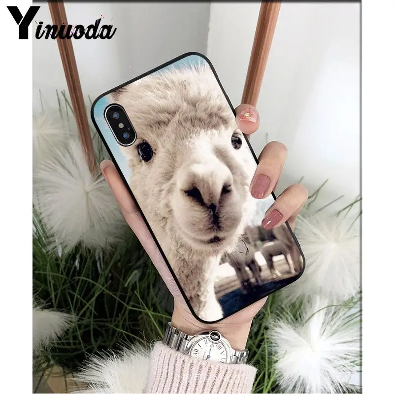 Yinuoda лама Alpacas животное умный чехол черный мягкий чехол для телефона для iPhone X XS MAX 6 6S 7 7plus 8 8Plus 5 5S XR