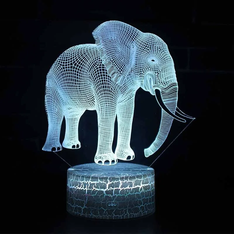 

3D Elephant 16 Colors LED Night Light Drop Shipping Acrylic Lighting Touch/Remote Table Lamp USB Battery Power Home Decor Lights