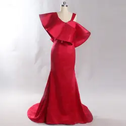 LZF052 высокое качество дизайн простой элегантный Русалка Вечерние платья без рукавов 2018 красный ампир особый дизайн атласные платья
