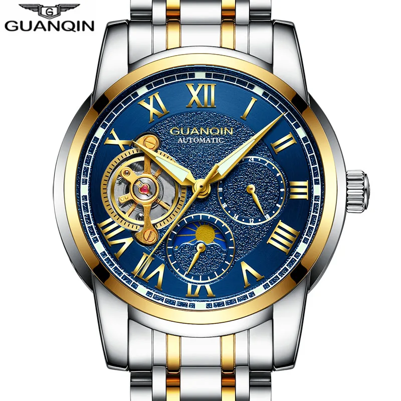 

GUANQIN 2018 Mechanical Automatic Tourbillon Skeleton waterproof clock men's watches top brand luxury famous Relogio Masculino