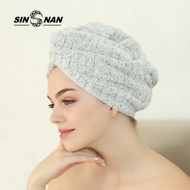 SINSNAN Carbon Fiber Coral Fleece Microfiber Towel For Hair Soft Thick Superabsorbent Dry Hair Towel For Women Bath Makeup Caps