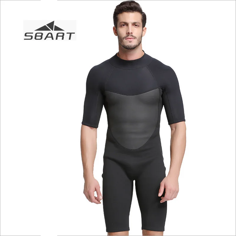 

New Sbart 2mm Mens Wetsuit Shorty Black One-piece Short Sleeve Wet Suits Diving Suit for Scuba Diving Surfing Snorkeling Winter