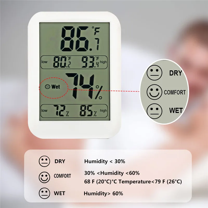 Digital LCD Electronic Temperature Humidity Meter Thermometer Hygrometer Sensor 4.4in Big Screen For Indoor Room Weather Station (6)