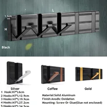 Premintehdw одноцветное алюминиевое настенное крепление, скрытое складное пальто, крючок для одежды, крючки для халатов, черный, золотой, серебряный, один 2 3 4 5 крючков