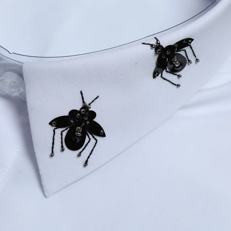 

new arrival Sting Handmade Beaded Small Bee Fashion Men High grade Casual Shirts long sleeve cotton plus size M L XL 2XL 3XL 4XL