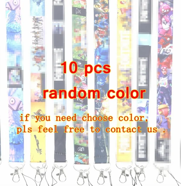 Hot 20 pcs/lot Game Print Letter F Resin Lanyard Model Fort Sport Neck Straps Model Battle Royale Gift for Party Christmas - Color: 10 pcs mix color