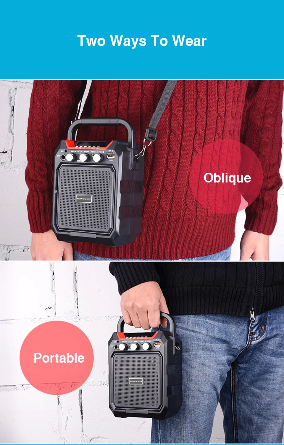 Portable Bluetooth Speaker Wireless Remote Control 3D Stereo Sound System Outdoor Music Speakers Support AUX FM TF Microphone (9)