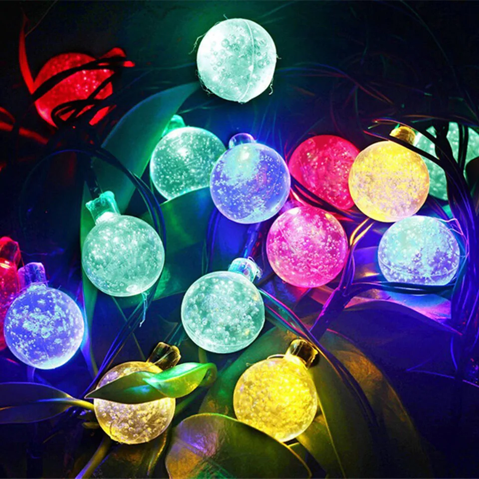 6m 30 led ball shape solar lamp led string light outdoor holiday light