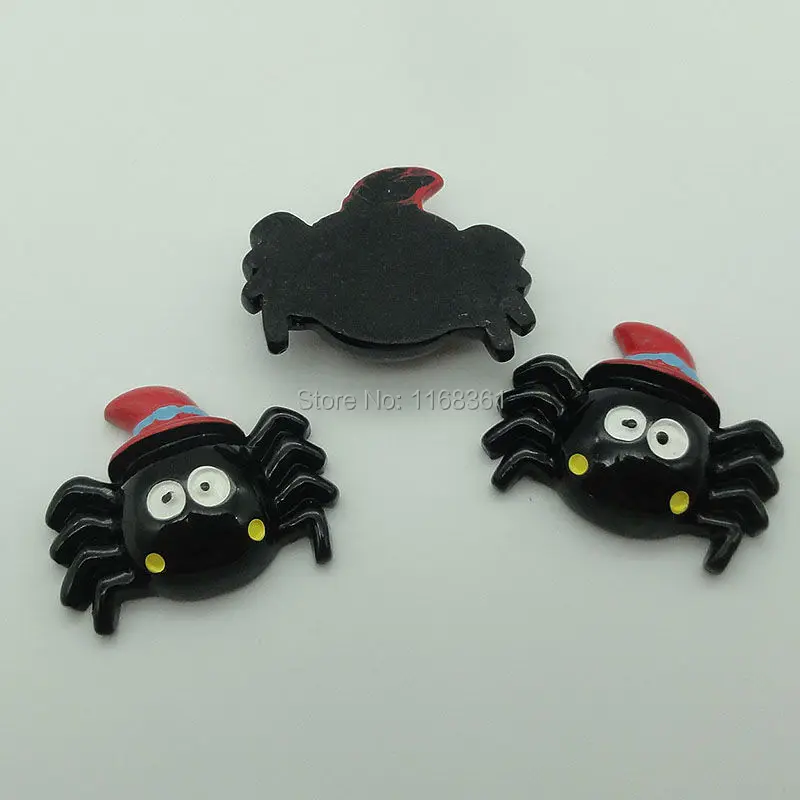 1pcs/lot resin flat back Halloween red hat spider 31mm Cabochons Scrapbooking Hair Bow Center DIY Christmas decration C105-10