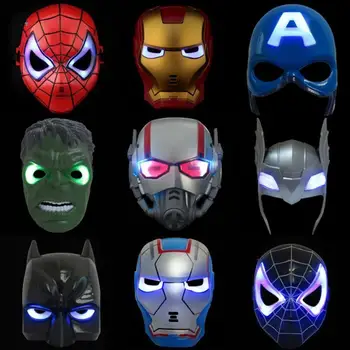 

LED Glowing Super Hero Mask The Avengers Spiderman Captain America Iron Man Hulk Batman Party Cosplay Halloween Mask Toy