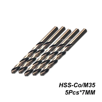 

5Pcs Set 7MM Cobalt HSS Twist Drill M35 Stainless Steel Tool Twist Drill Bit Whole Ground Metal Reamer Power Tools