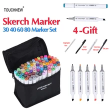 TOUCHNEW 30/40/60/80 Colors Art Markers Dual Head Sketch Alcohol Based Marker Set Best For Drawing Manga Design Art Supplies