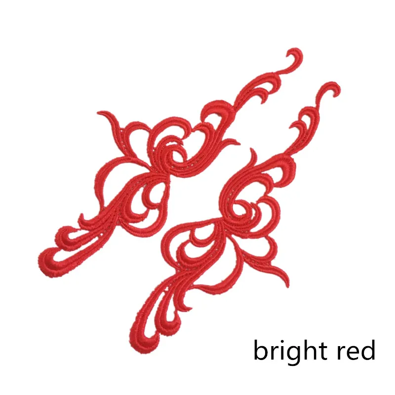 CHICKNIT 5 пар Белый Черный Вышивка кружевной воротник цветок аппликация платье аксессуары ткань DA011 - Цвет: Bright Red