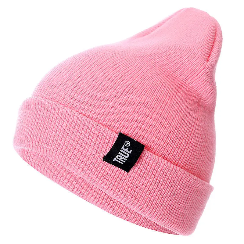 1 PCS Letter True Casual Beanies For Men Women Fashion Knitted Winter Hat Solid Color Hip-hop Skullies Bonnet Unisex Cap Gorros