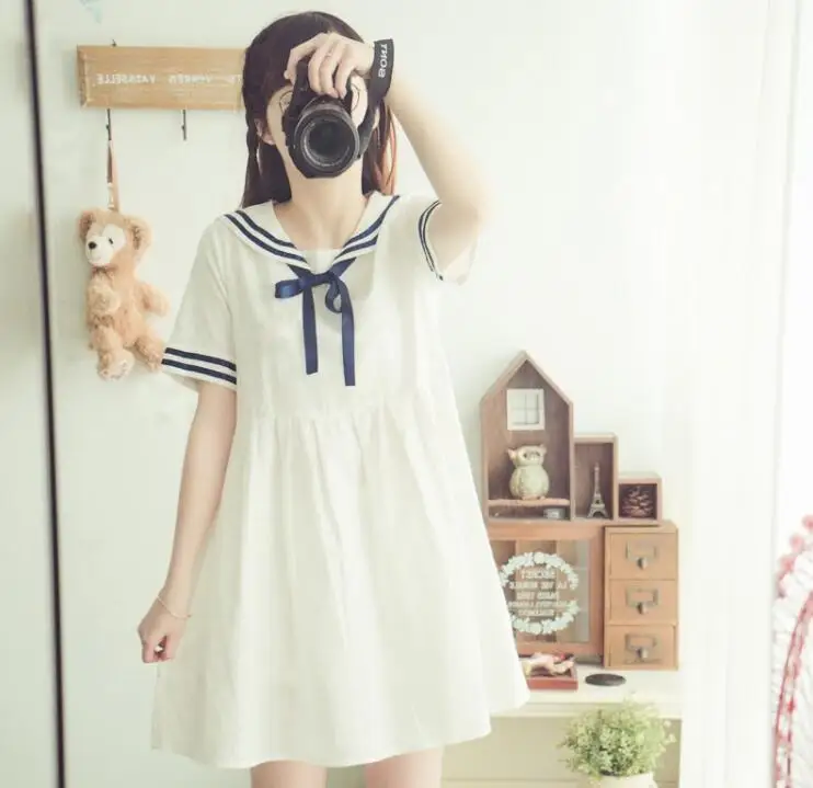 

Summer new sailor collar short-sleeved dress Japanese college wind dress