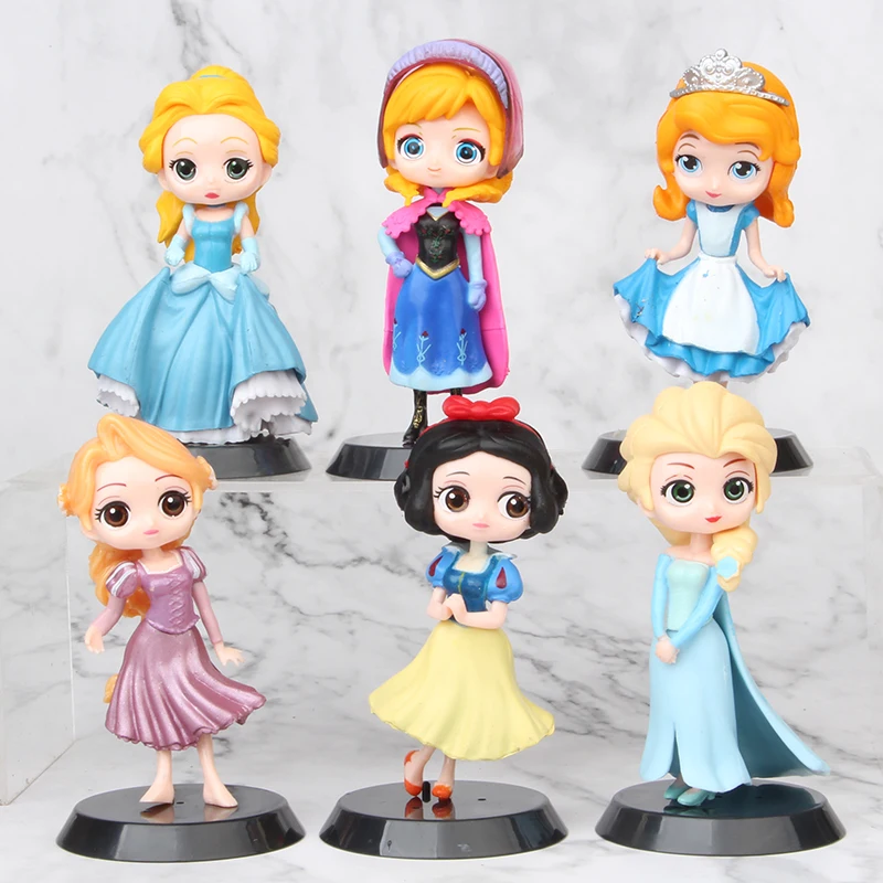 6 шт./компл. Q Posket Cinderella Snow white rapunzel Эльза Анна Алиса ПВХ экшн Фигурки игрушки Qposket