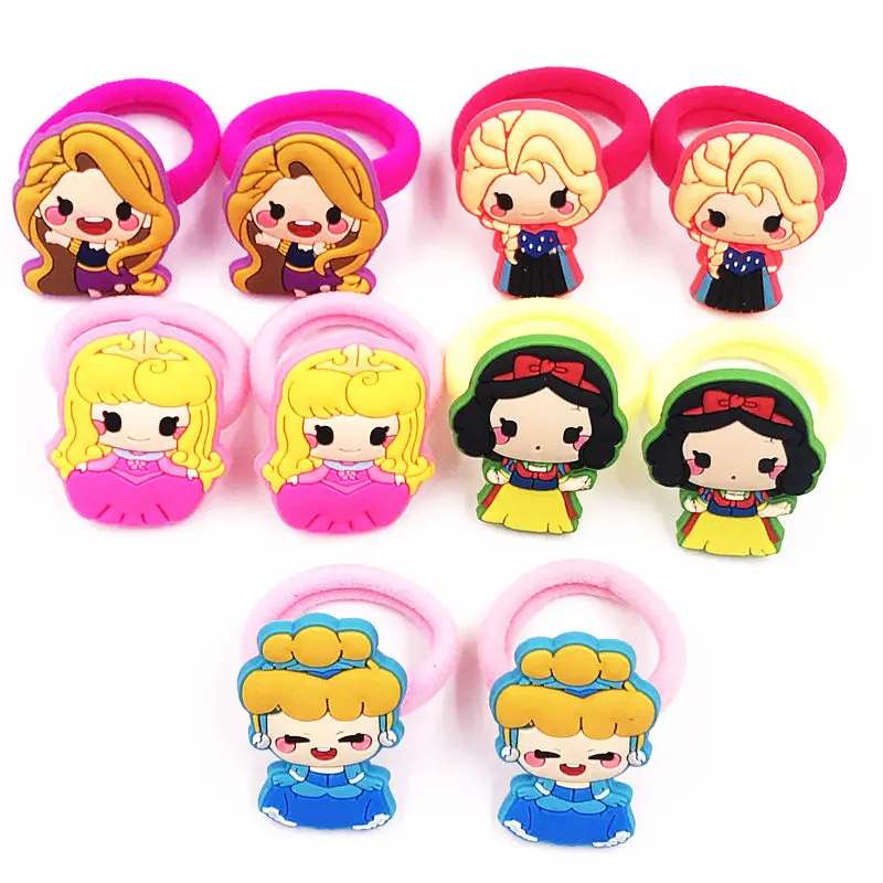 

10Pcs Cute Cartoon Girls Princess Elsa Anna Snow White Elastic Hair bands Hair Accessories Hair Rubber Bands Kids Headwear