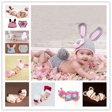 Newborn Photography Props Crochet Rabbit Baby Hat Handmade Newborn Props Baby Bonnet Infant Newborn Studio Photo