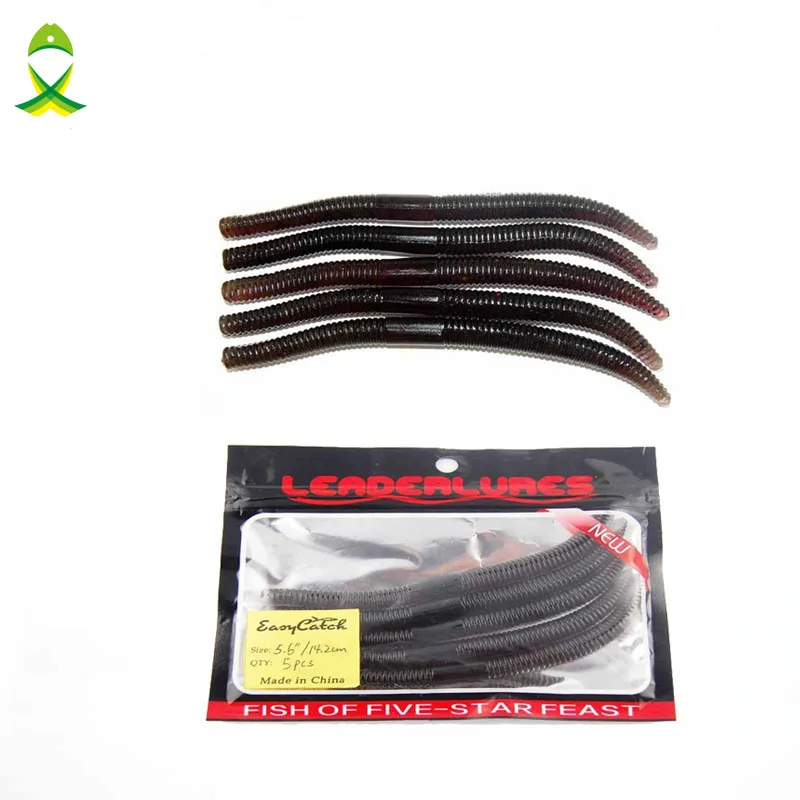 

JSM 10pcs/lot 2bags14cm soft Fishing Lures Plastic Worm Sea Fishing Long Black earthworm Fishing Bait For Fishing soft lure