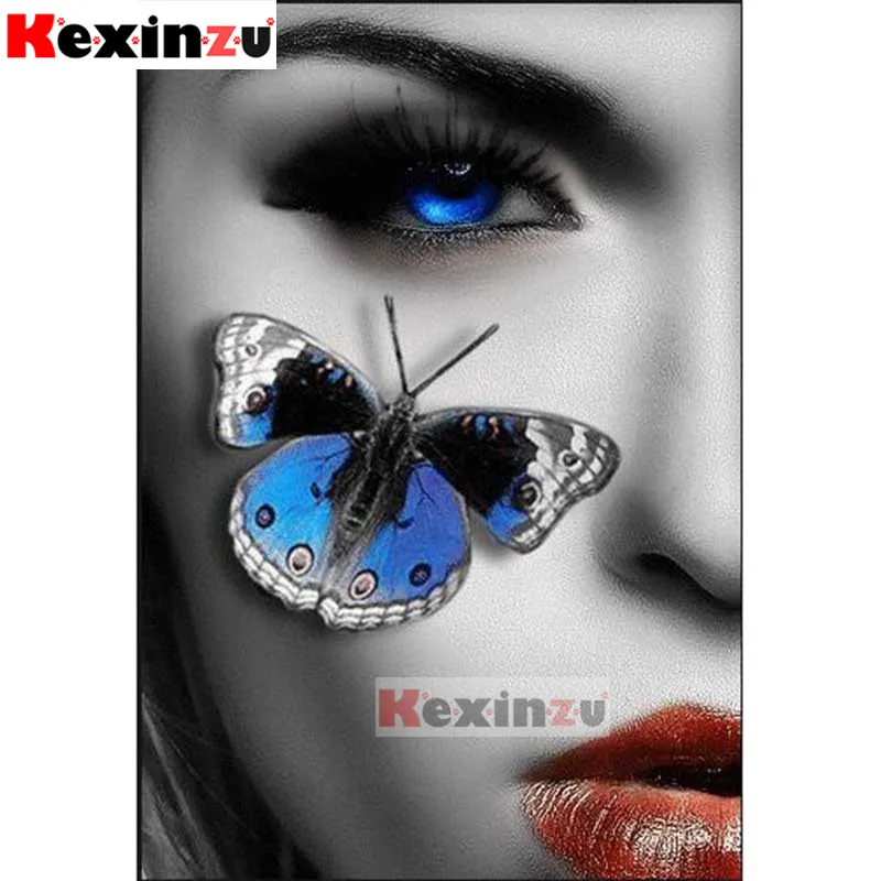 KEXINZU 5D DIY Полная квадратная алмазная живопись-бабочка женщина-3d Мозаика Алмазная