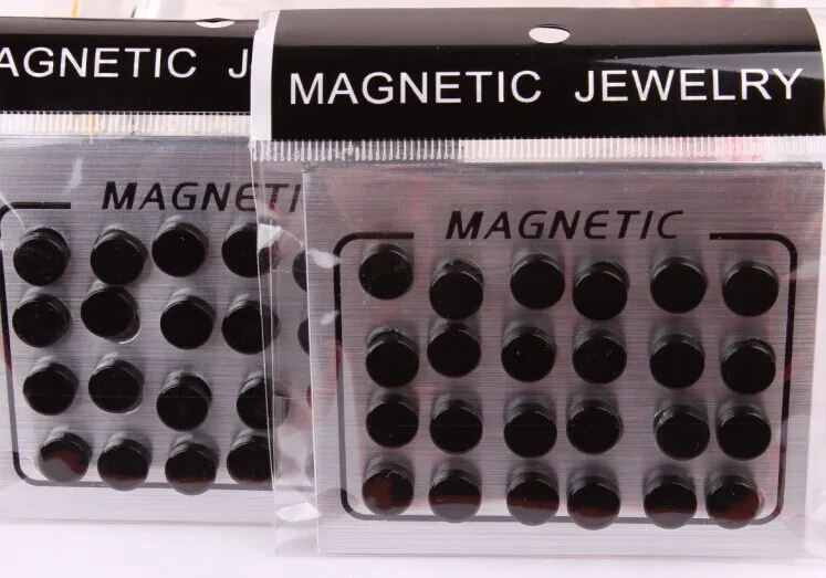 

Punk 8mm clrcle round magnet body jewelry stainless steel black magnetic earrings for men fake ear stud 24pcs/pack