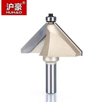 

HUHAO 1pcs 1/4" 1/2" Shank Chamfer Cutter Router Bits for wood Horse Nose Bit 45 Deg CNC Woodworking Tools two Flute endmill