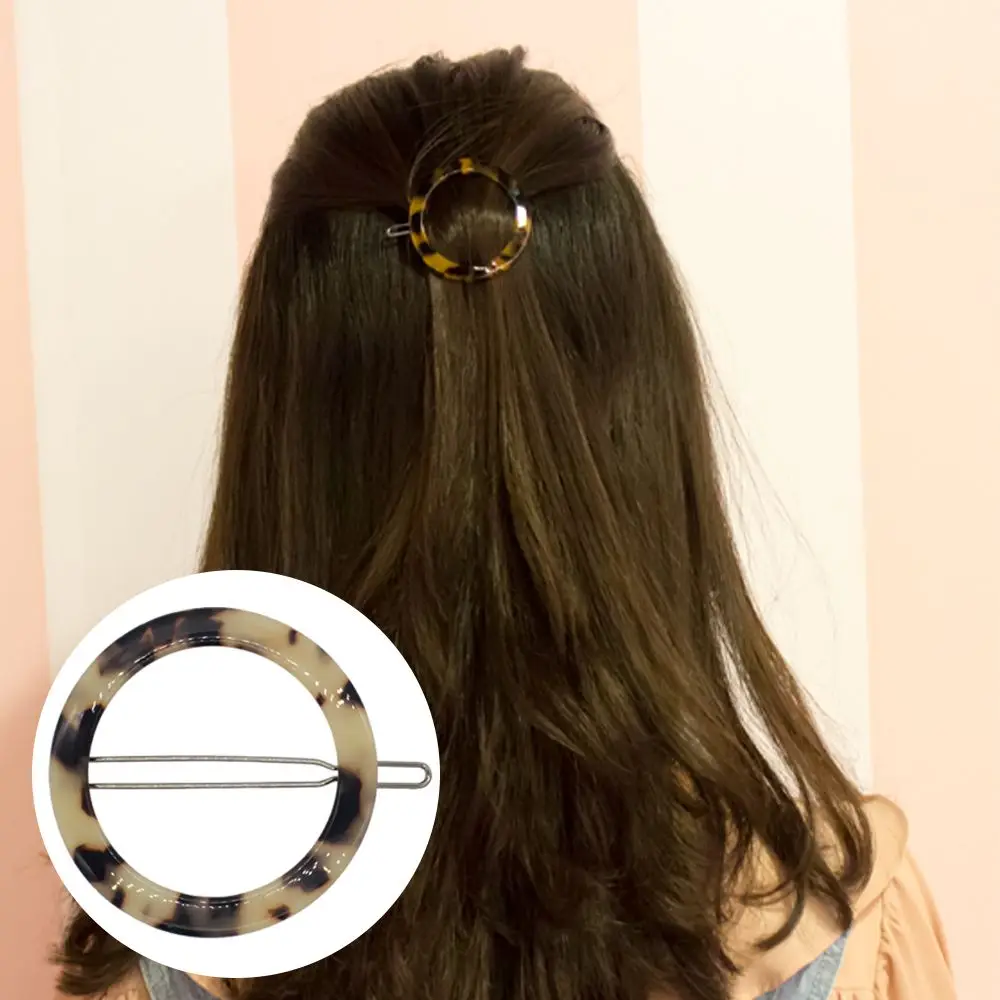 Корейский стиль янтарные леопардовые аксессуары для волос в форме сердца Акриловые зажимы для волос геометрические круглые треугольные шпильки для женщин и девушек