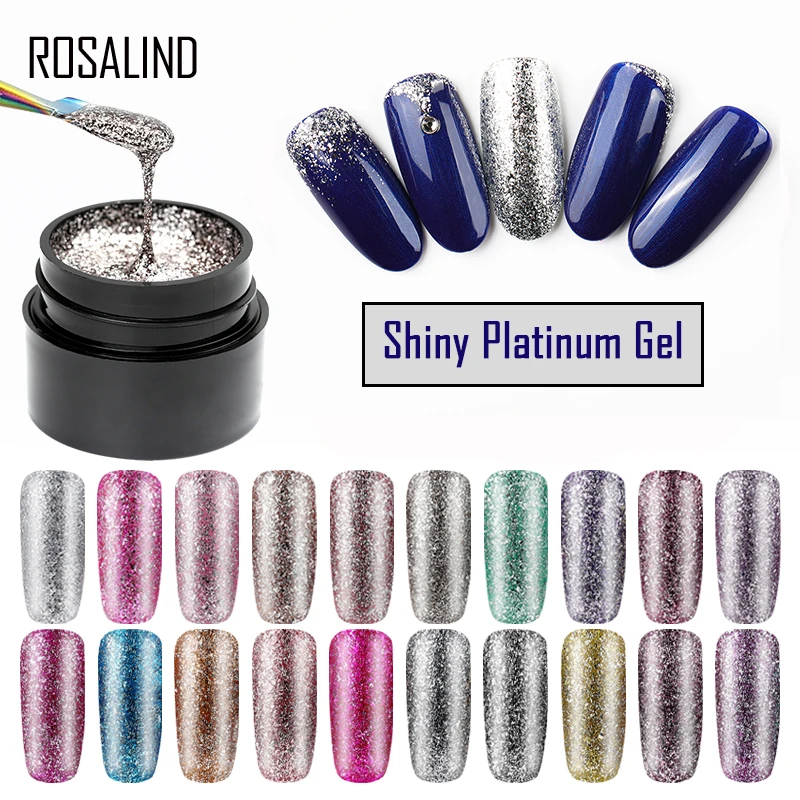 

ROSALIND Gel Nail Polish Set Shiny Platinum Nails Art For Manicure Poly Gel Lak UV Colors Top Base Coat Primer Hybrid Varnishes