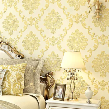 

European Style Luxury 3D Non-Woven Wallpaper Modern Deep Embossed Damascus Wall Paper Living Room Bedroom TV Background Wall 3 D