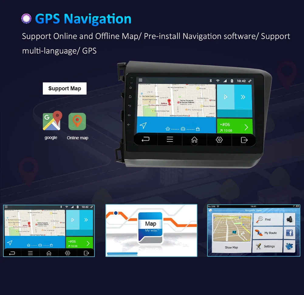 Sale Car Multimedia Player Android 9.0 Fit For Honda civic 2012-2015 2din car radio gps navigation Bluetooth OBD DAB 4G Wifi SWC Map 42