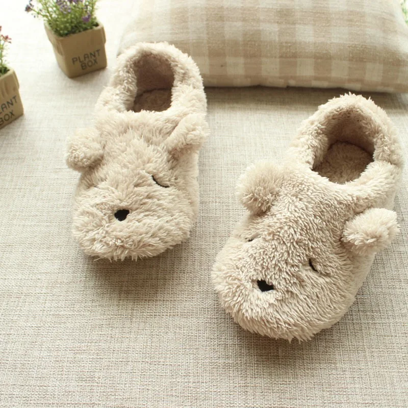 秋の冬の家の漫画犬ソフトぬいぐるみスリッパ女性屋内床暖かい寝室のスリッパ誕生日ギフト Slippers Aliexpress