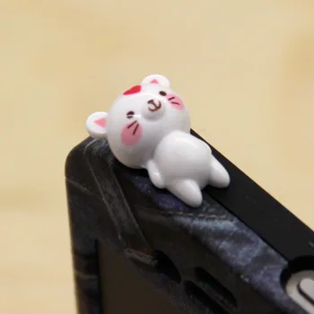 

Action Figure random White cat lying posture Dust plug 1.5cm PVC 3.5mm Universal mobile cute doll decoration Model anime