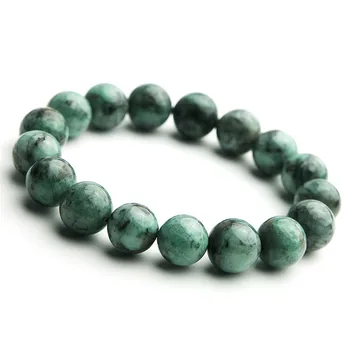 

Precious Natural Green Emerald Gemstone Stretch Crystal Round Beads Bracelets For Women Lady Drop Shipping