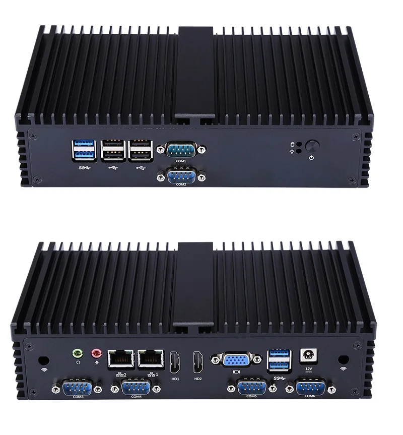 Qotom mini PC Qotom-Q190X 7 RS232 dual Lan 8 USB celeron J1900 quad core Безвентиляторный X86 POS киоск IPC компьютер